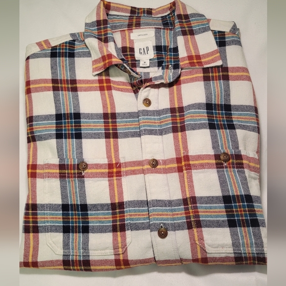 GAP Untucked Long Sleeve Multicolor Plaid Button Down Shirt Top- Men's Size Med - Picture 6 of 8